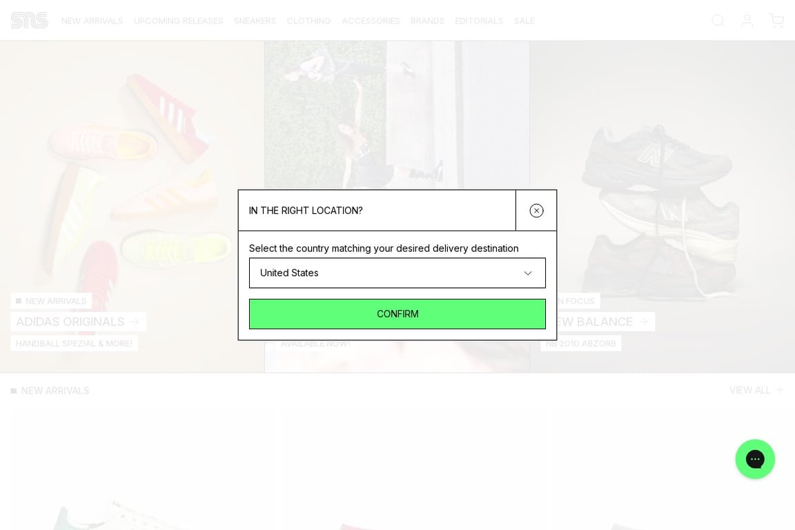 Sneakersnstuff homepage