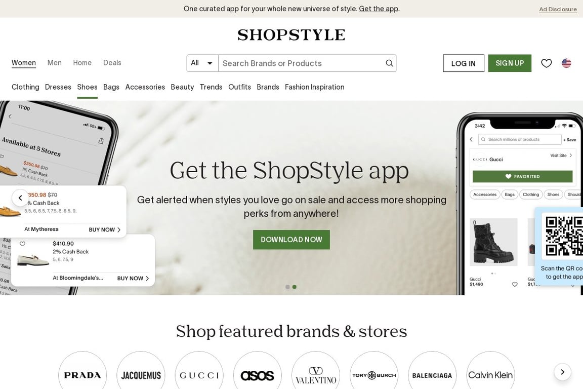 ShopStyle homepage
