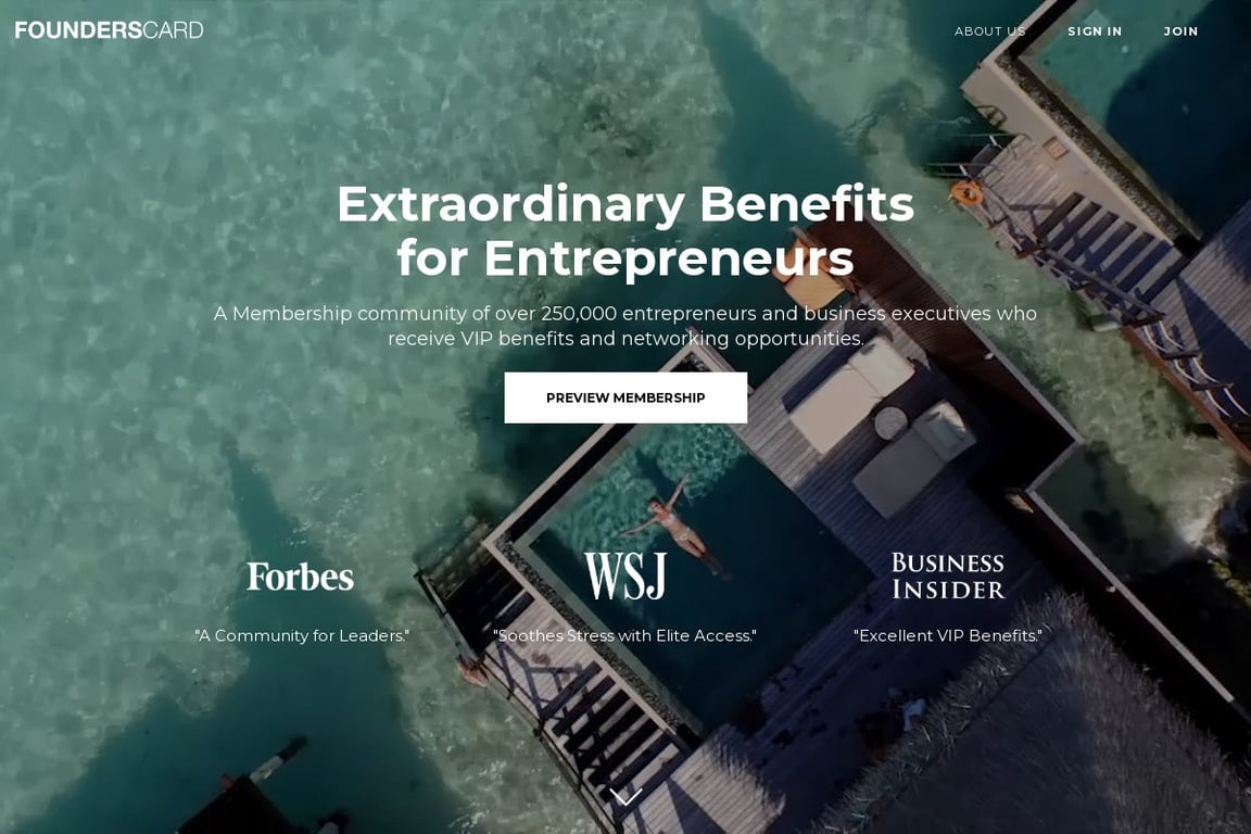 Founders Card homepage