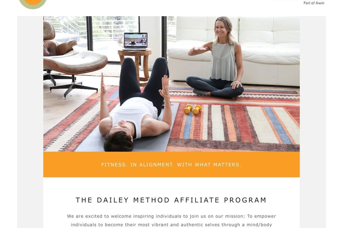 The Dailey Method affiliate program signup page