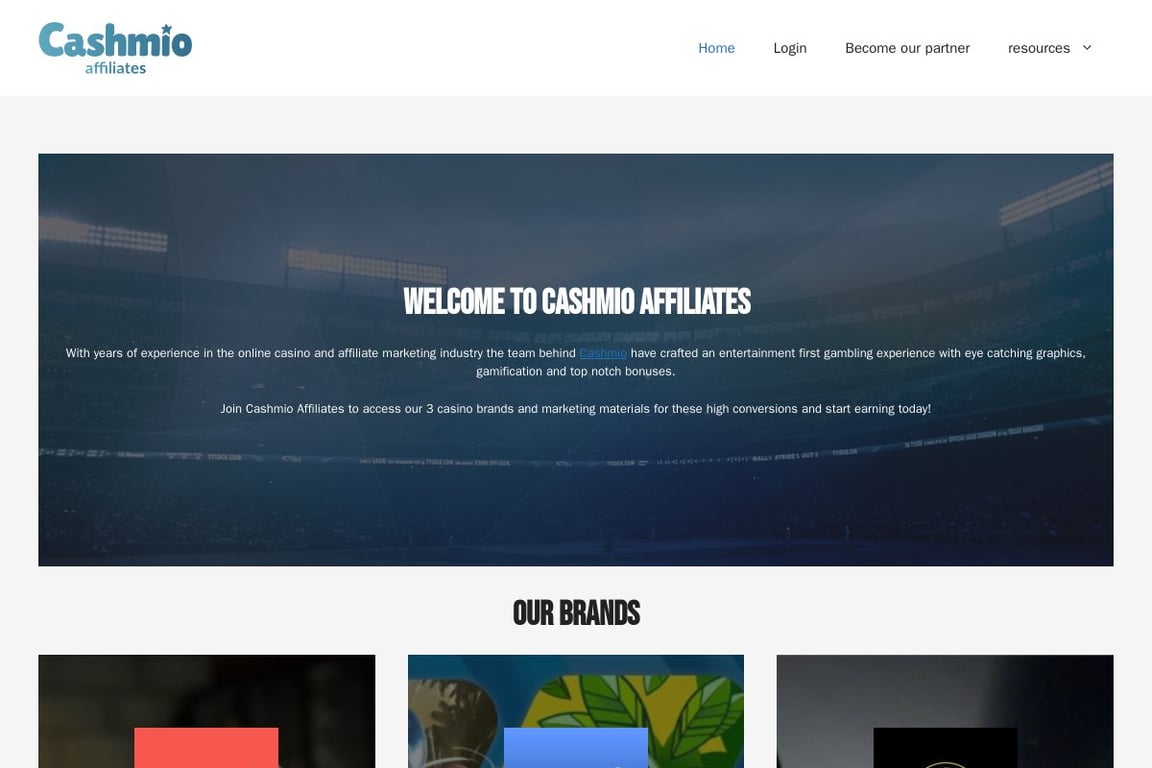 Cashmio affiliate program signup page