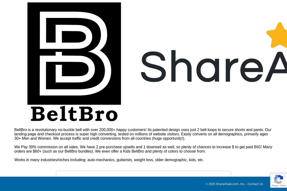 BeltBro affiliate program signup page