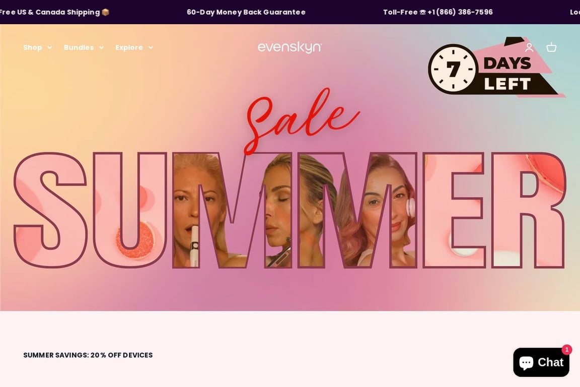 EvenSkyn Beauty Solutions homepage