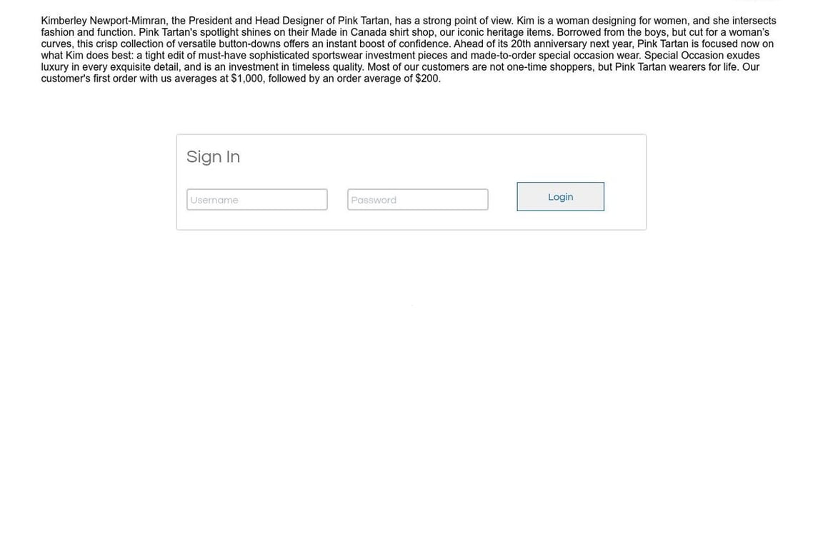 Pink Tartan affiliate program signup page