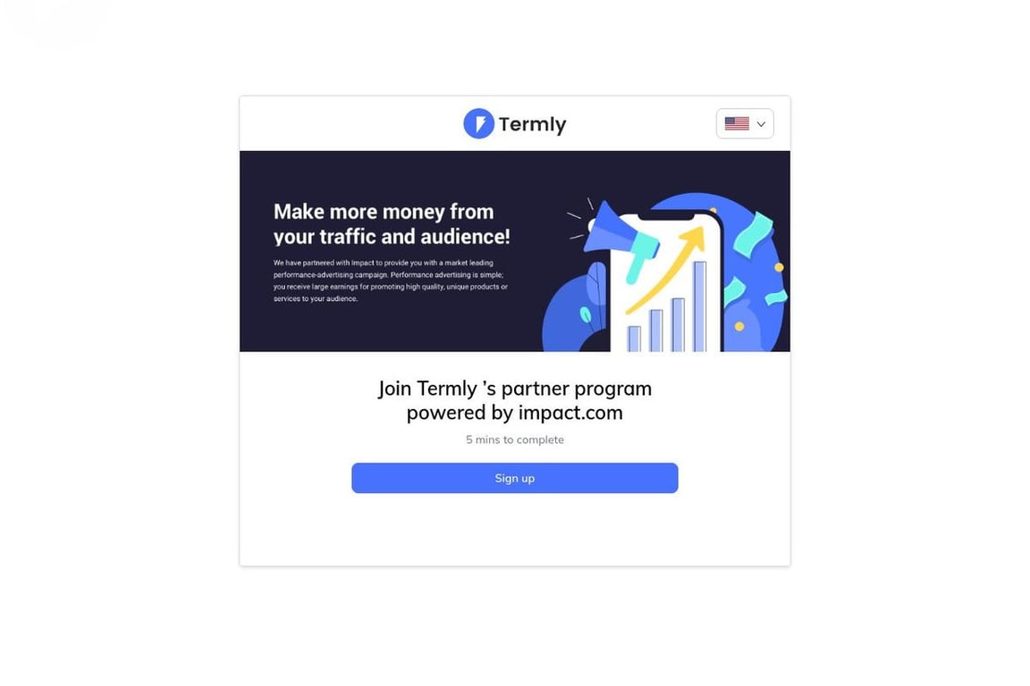 Termly affiliate program signup page