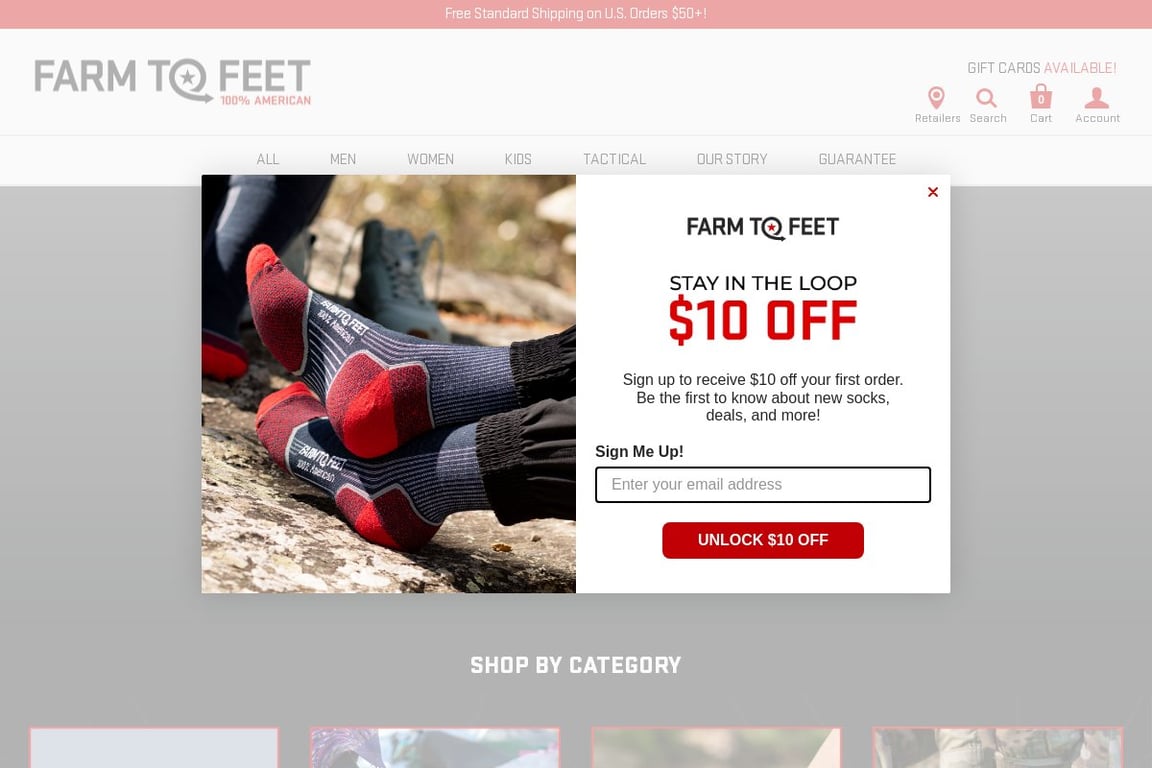 Farm to Feet homepage