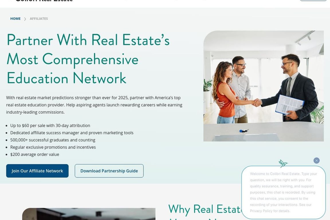 Real Estate Express affiliate program signup page