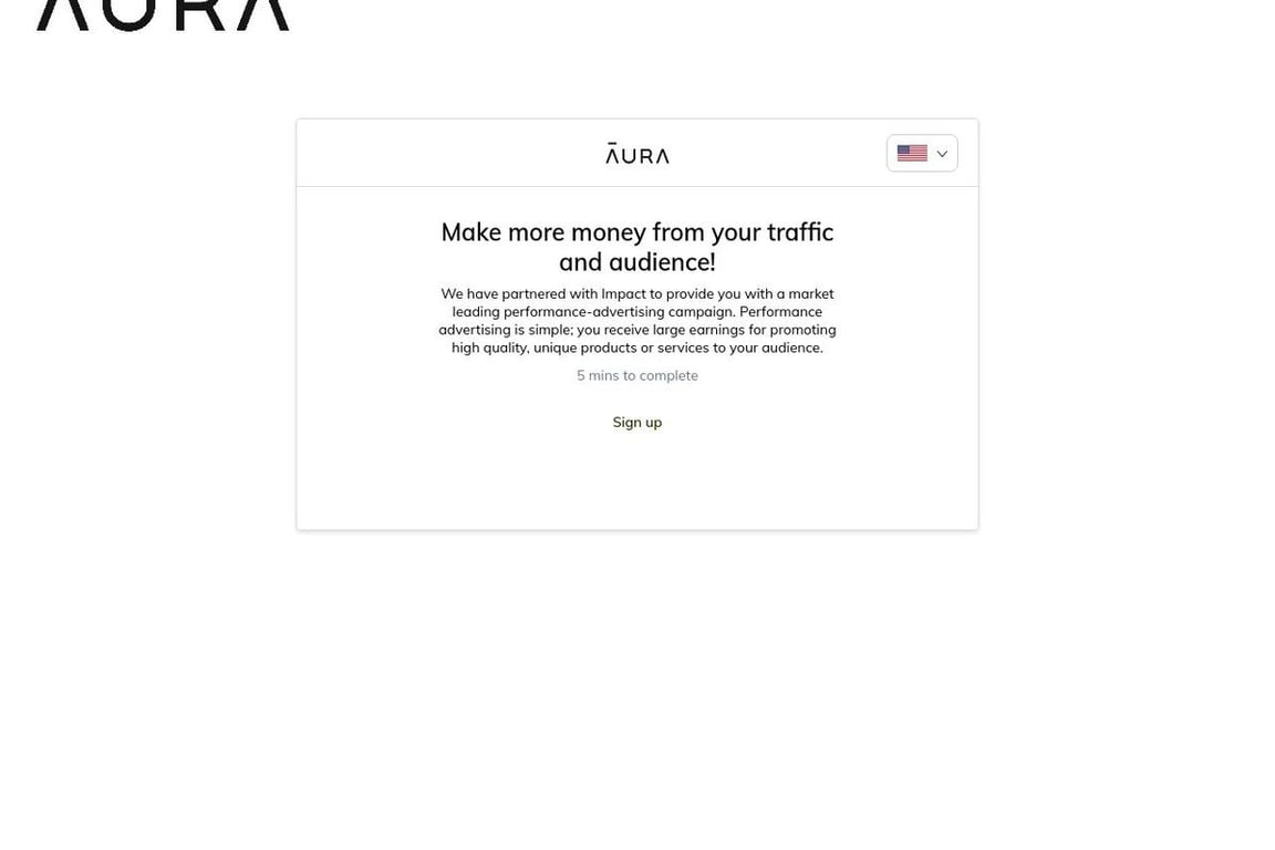 Aura affiliate program signup page