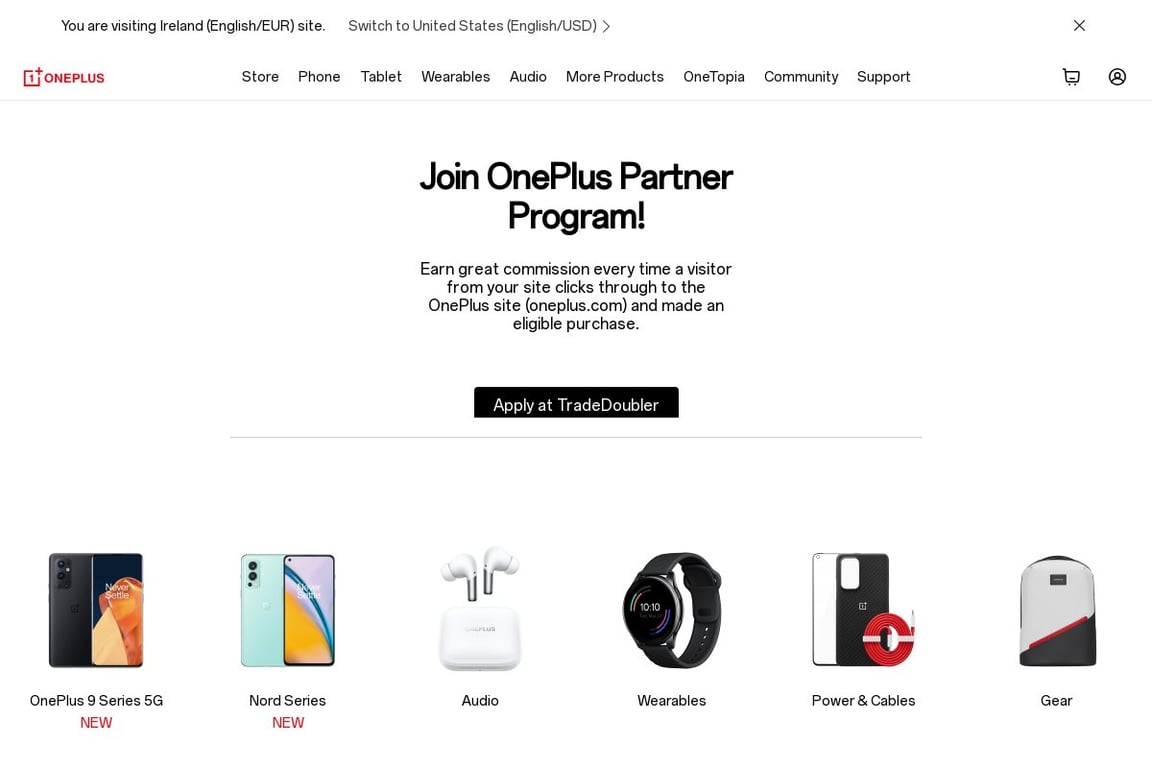 OnePlus affiliate program signup page