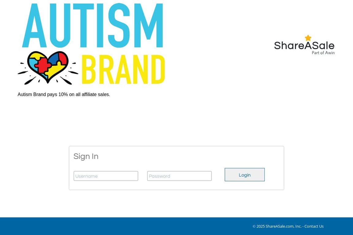 Autism Brand affiliate program signup page