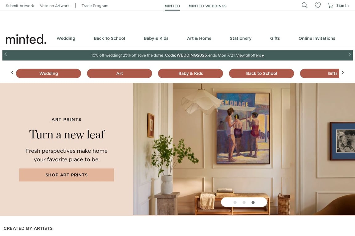 Minted homepage
