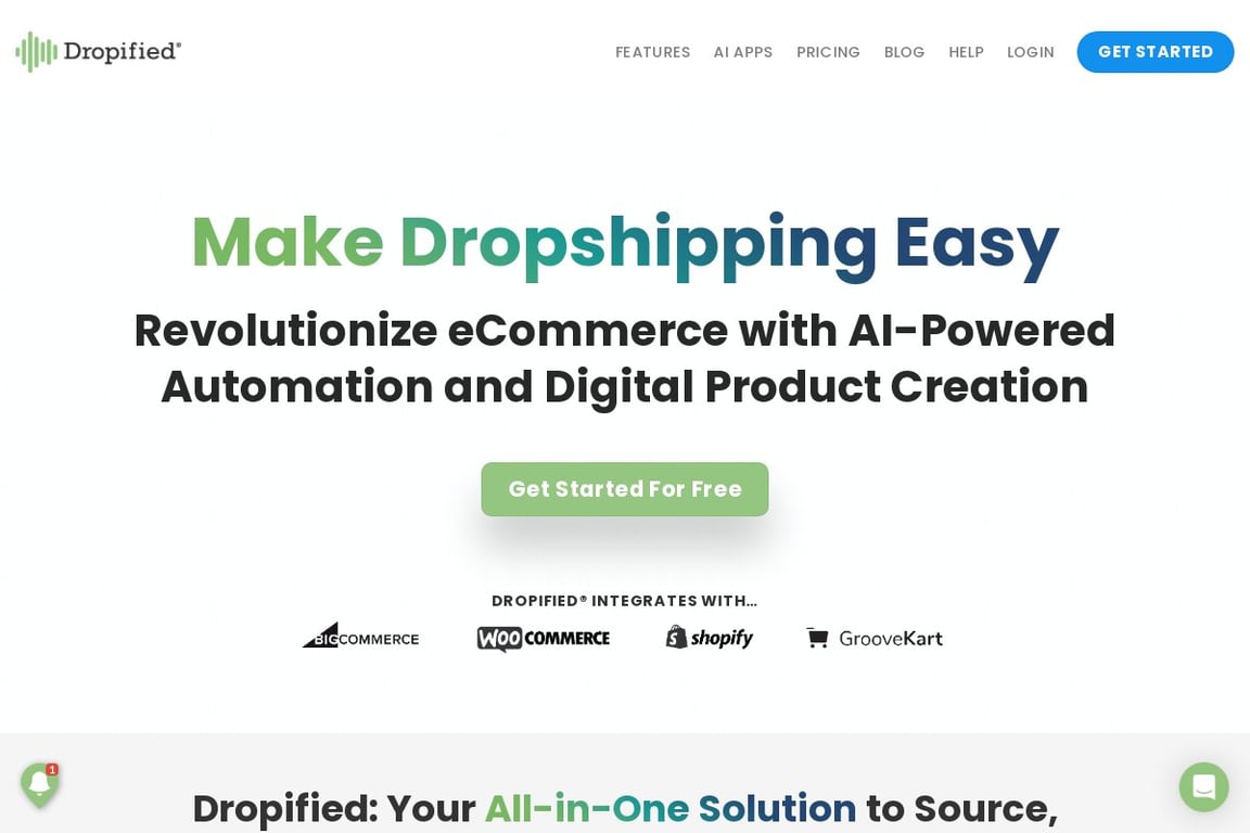 Dropified homepage