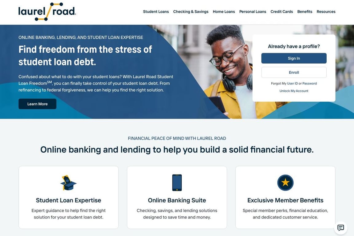 Laurel Road homepage