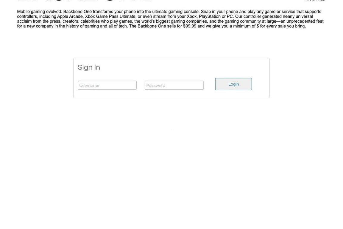 Backbone Labs affiliate program signup page