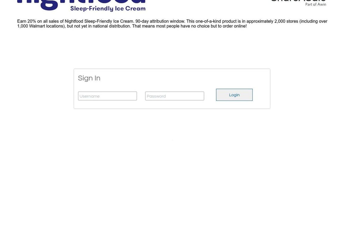 Nightfood affiliate program signup page