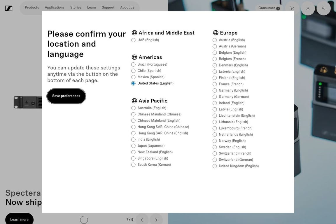 Sennheiser homepage