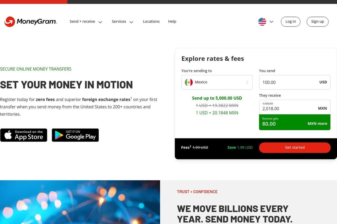MoneyGram homepage