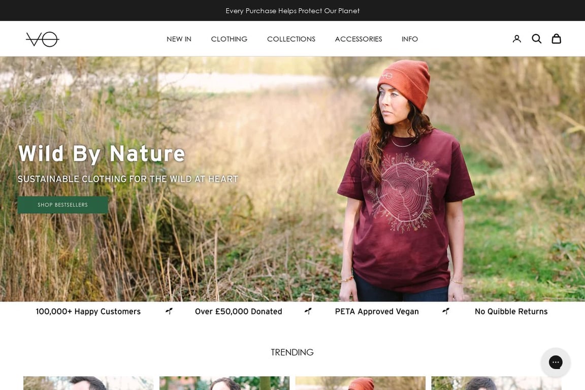 Vegan Outfitters homepage