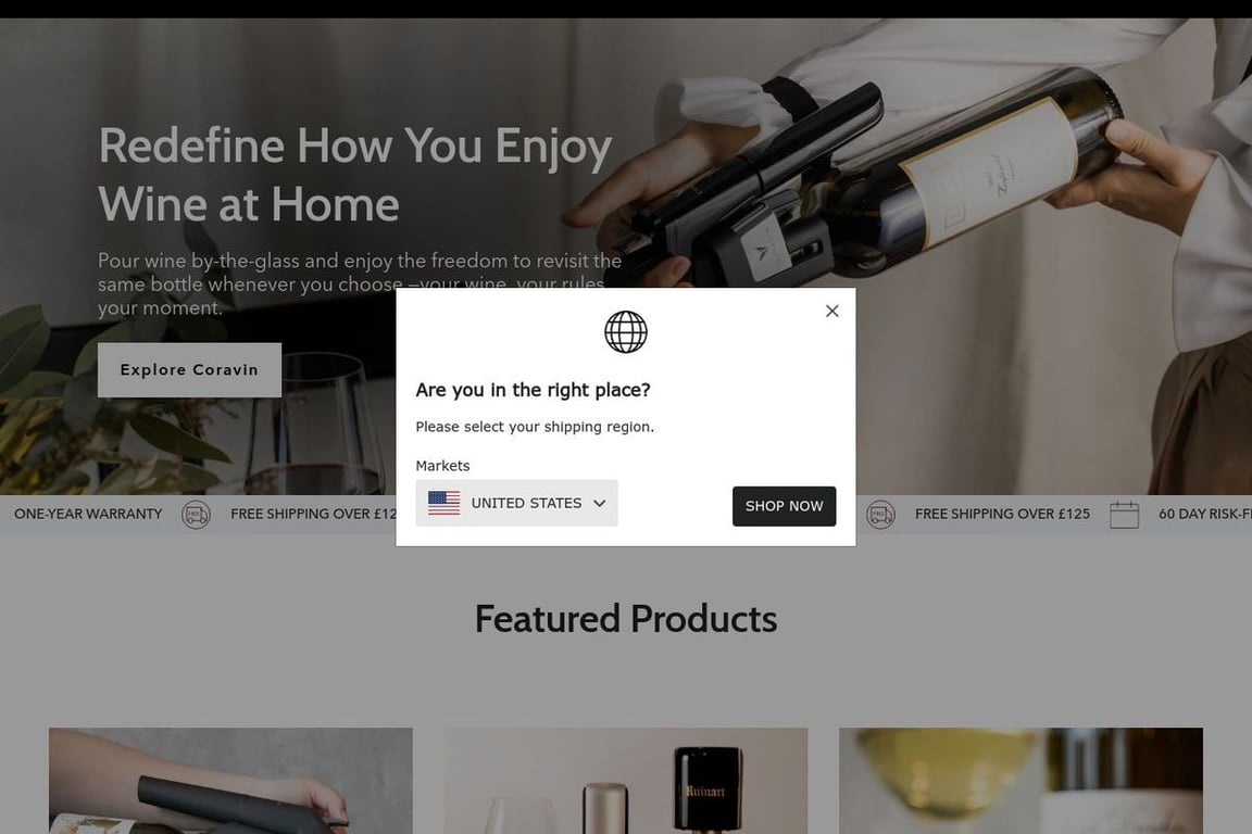 Coravin homepage