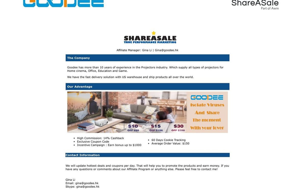 Goodee affiliate program signup page