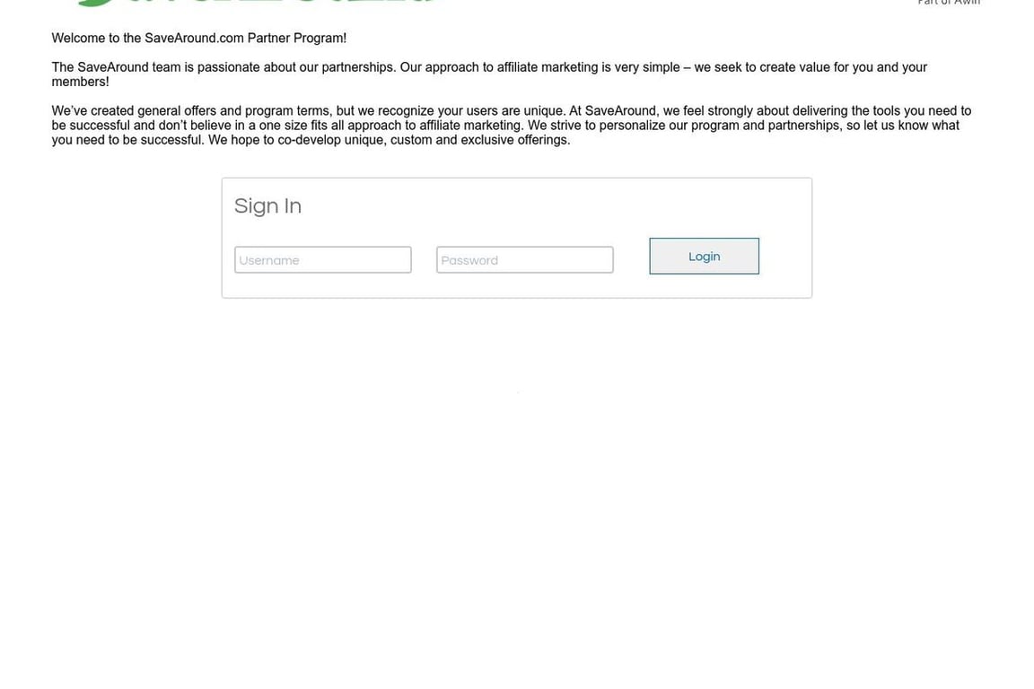SaveAround affiliate program signup page