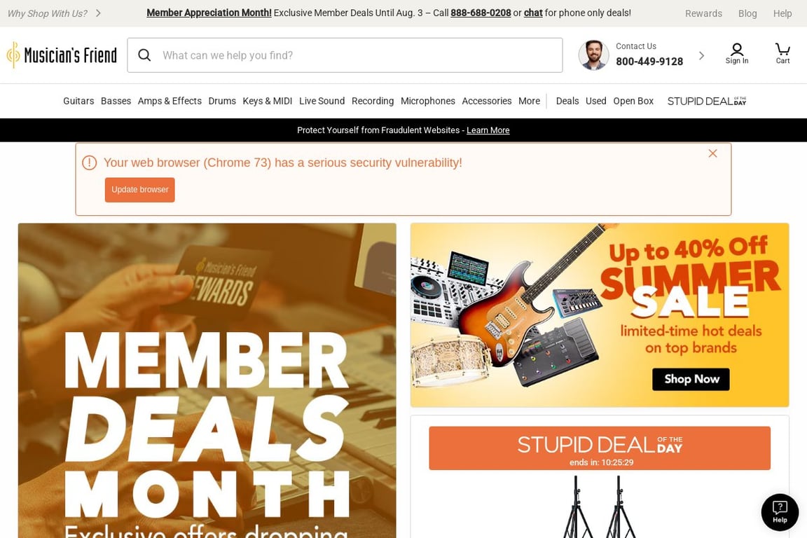 Musician’s Friend homepage