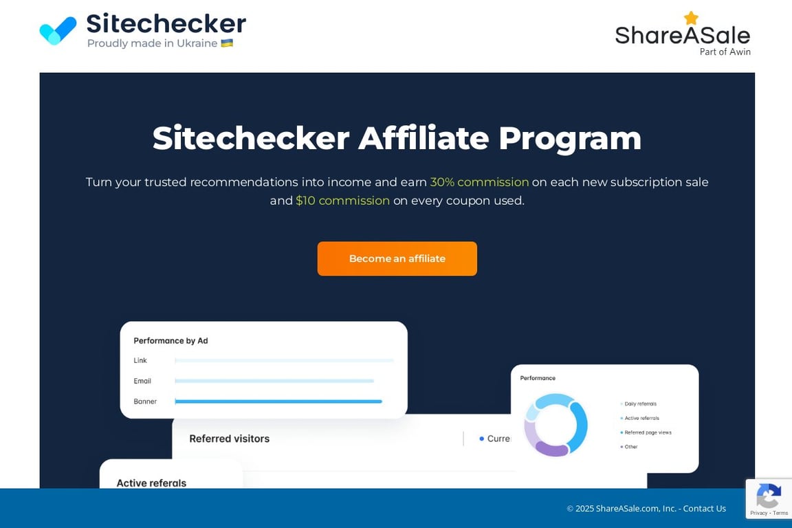 Sitechecker affiliate program signup page