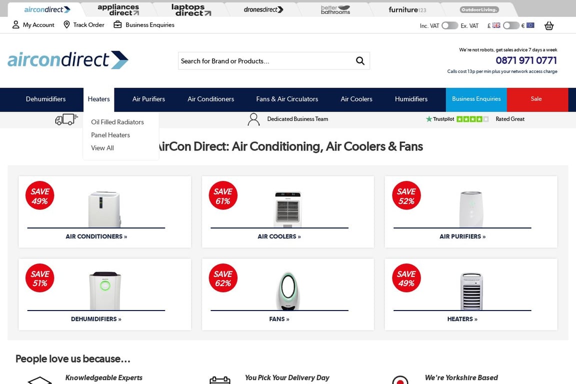 Aircon Direct homepage