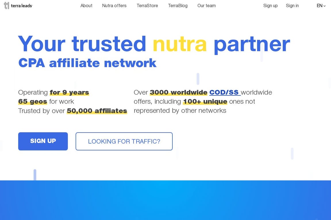 Terra Leads homepage