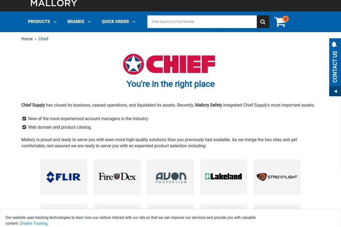 Chief Supply homepage
