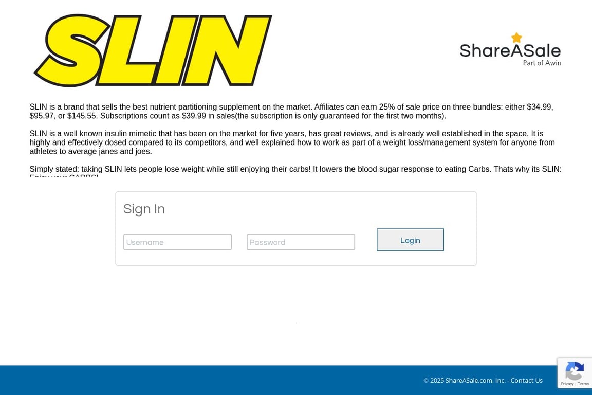 SLIN affiliate program signup page