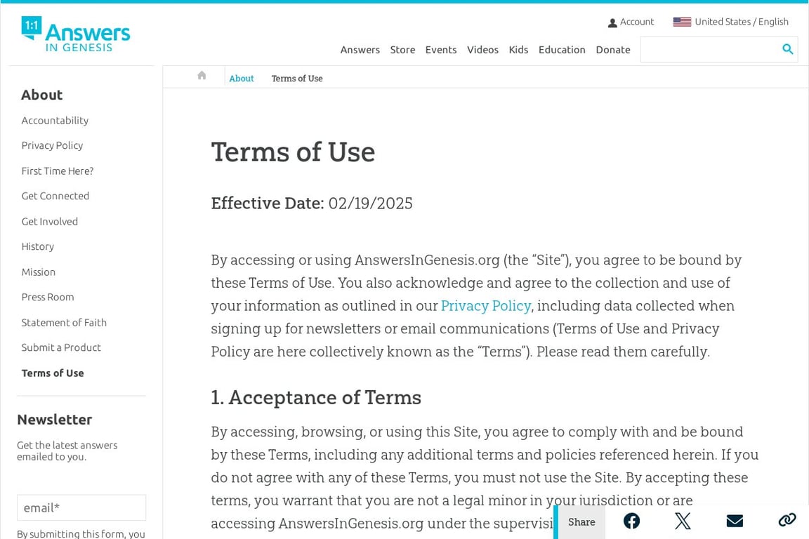 Answers in Genesis homepage