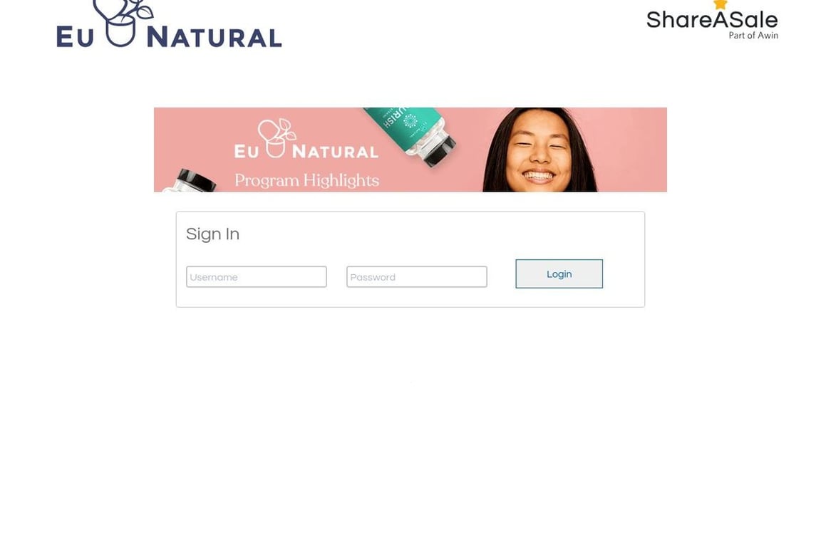 Eu Natural Preferred affiliate program signup page