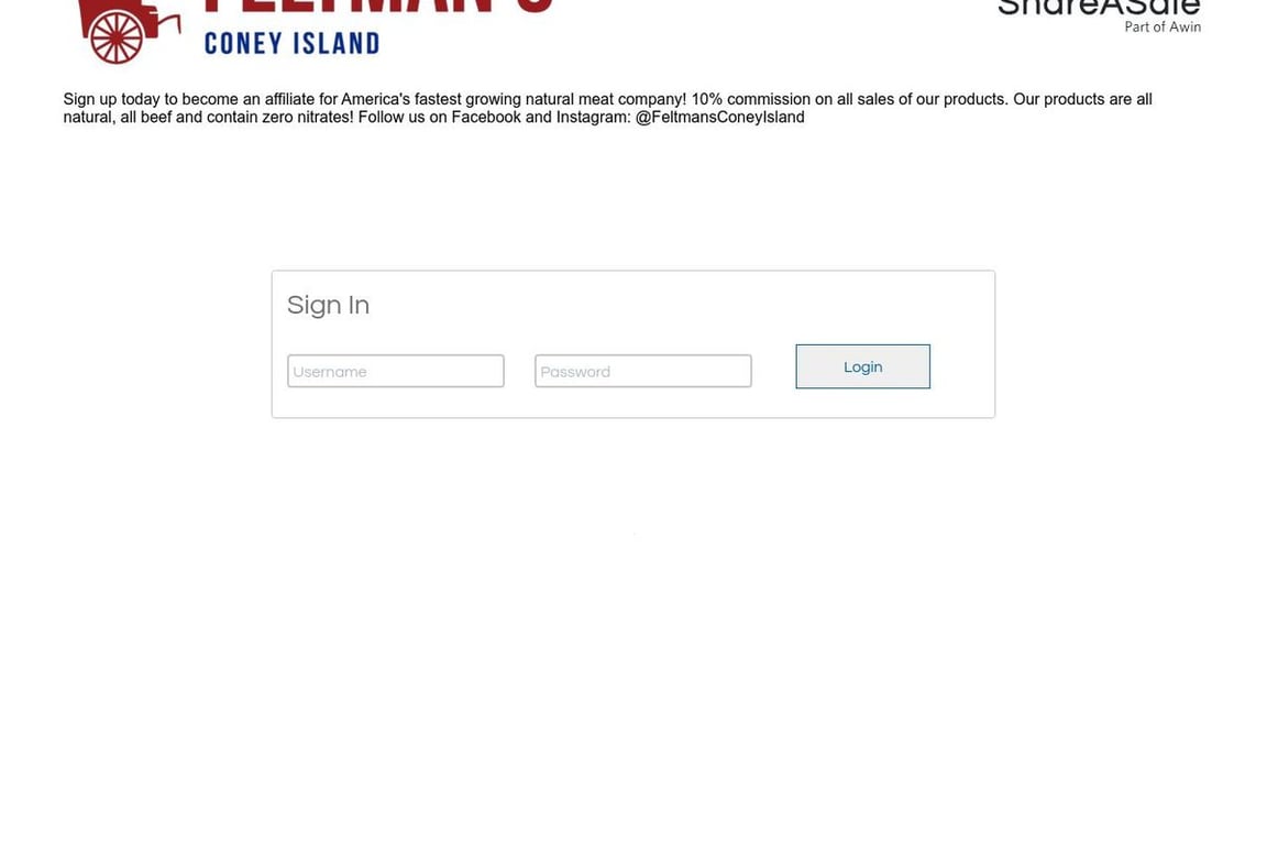 Feltman’s affiliate program signup page
