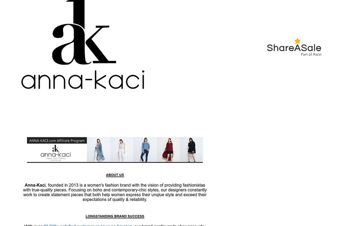 Anna-Kaci affiliate program signup page