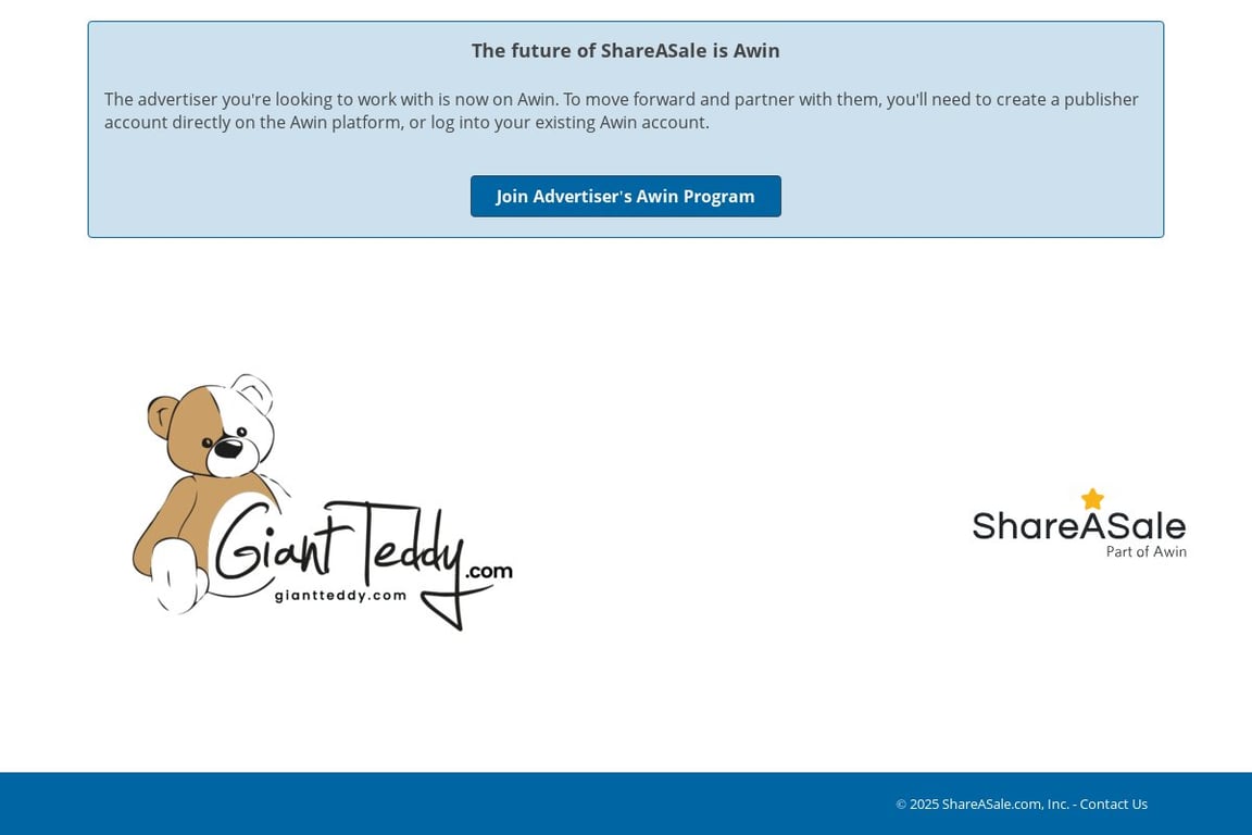 Giant Teddy affiliate program signup page