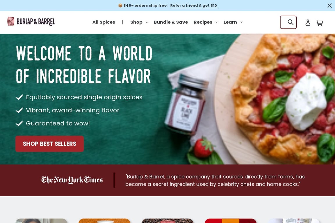 Burlap & Barrel homepage
