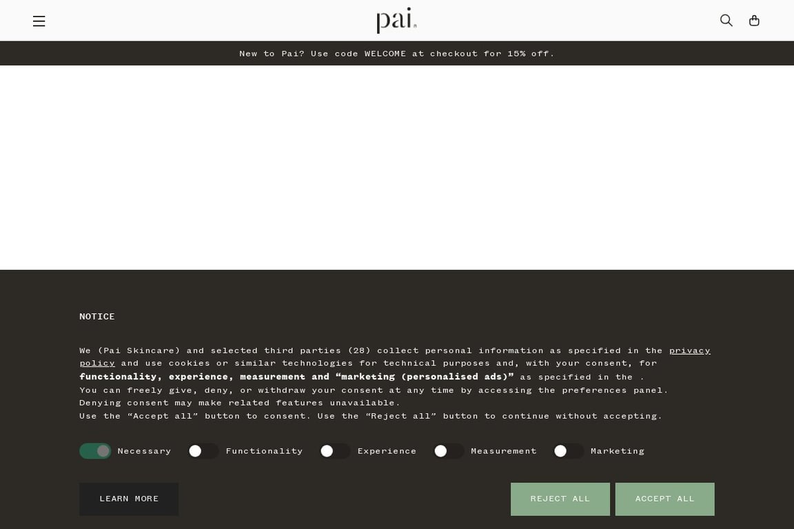 Pai Skincare UK homepage