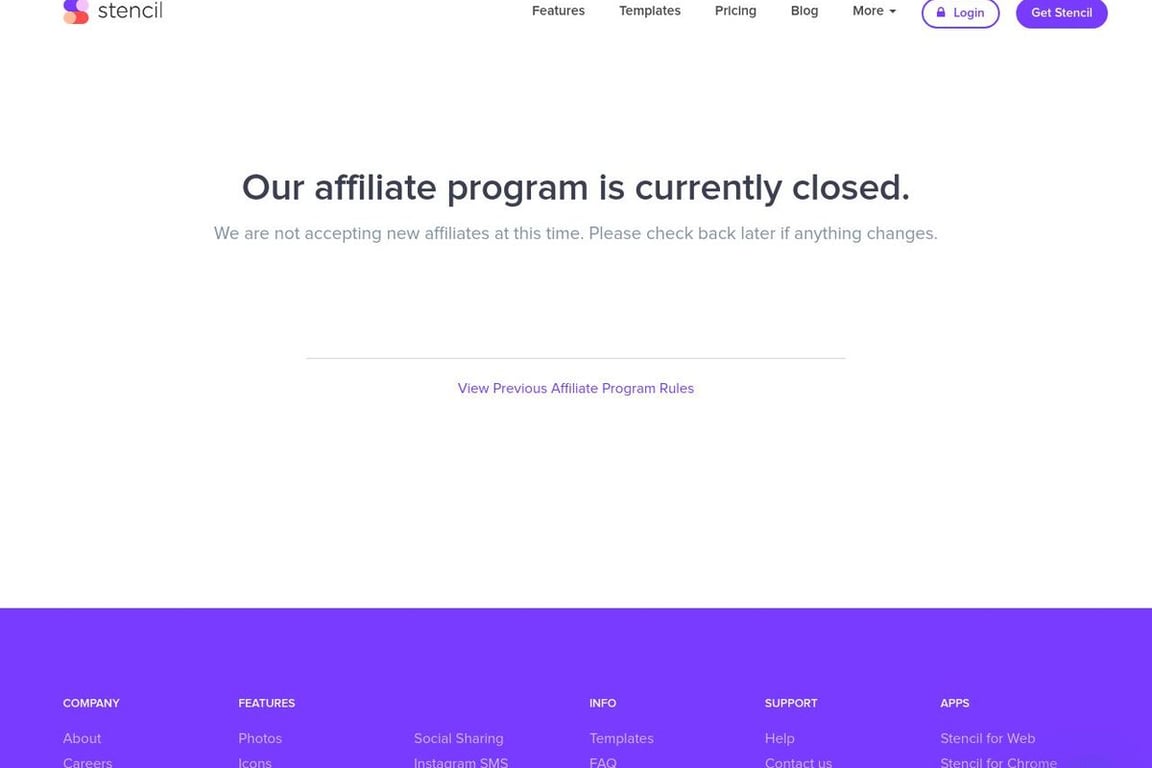 Stencil affiliate program signup page