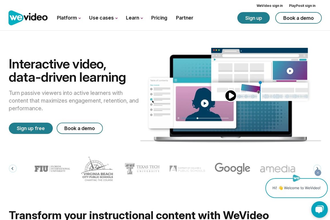 WeVideo homepage