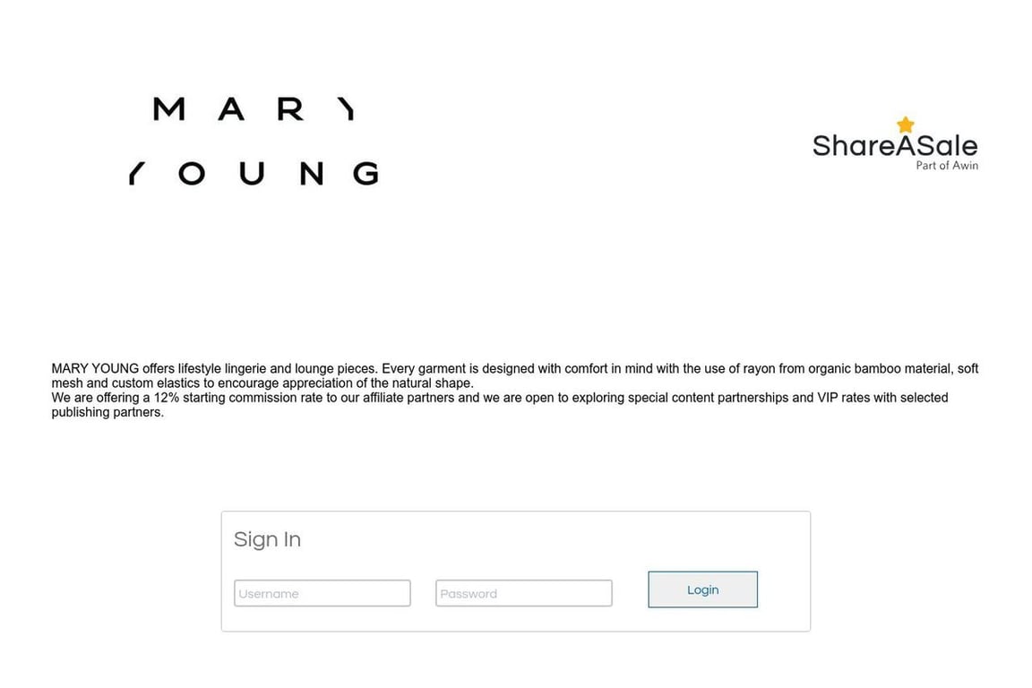 Mary Young affiliate program signup page