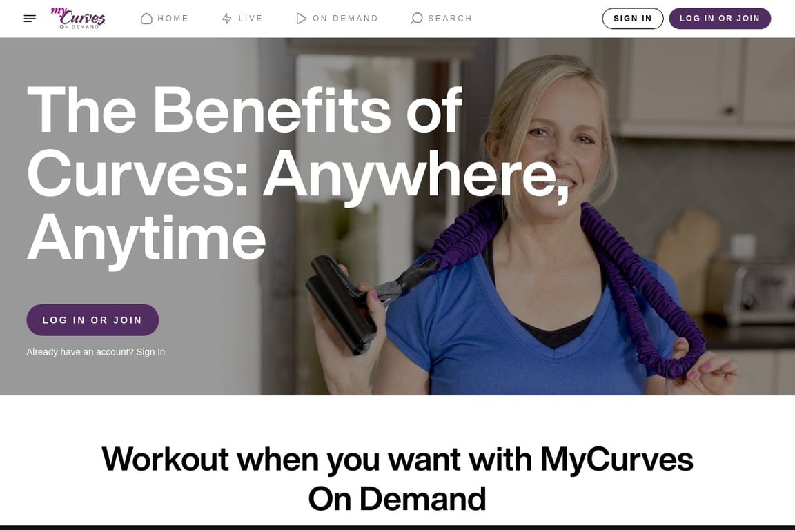 My Curves On Demand homepage