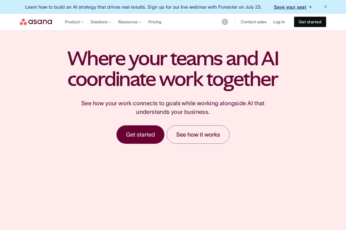 Asana homepage