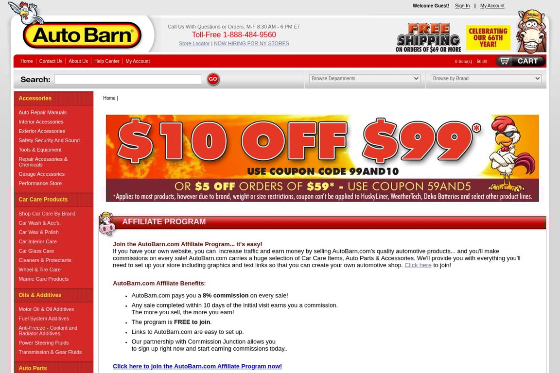 Auto Barn affiliate program signup page