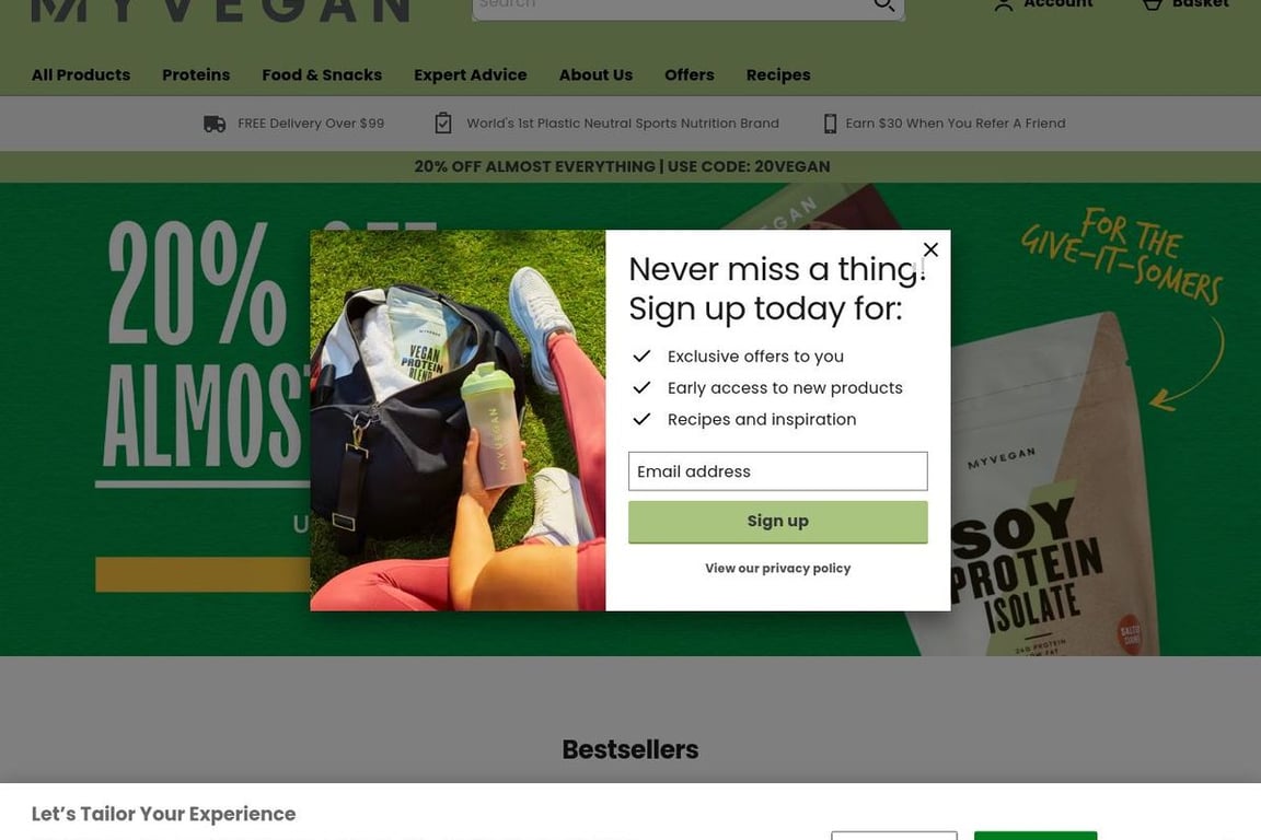 MyVegan AU homepage