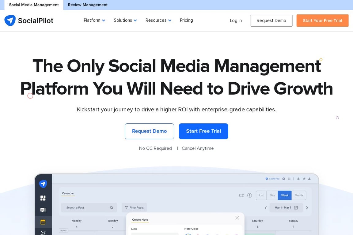SocialPilot homepage
