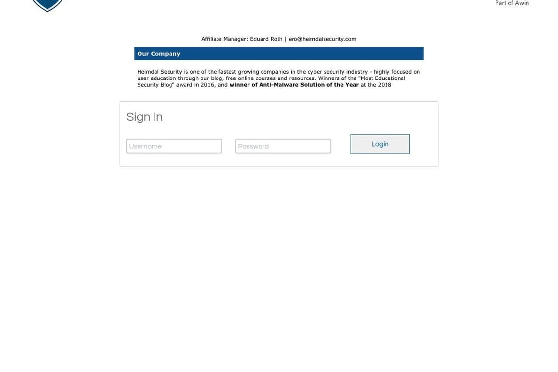 Heimdal affiliate program signup page