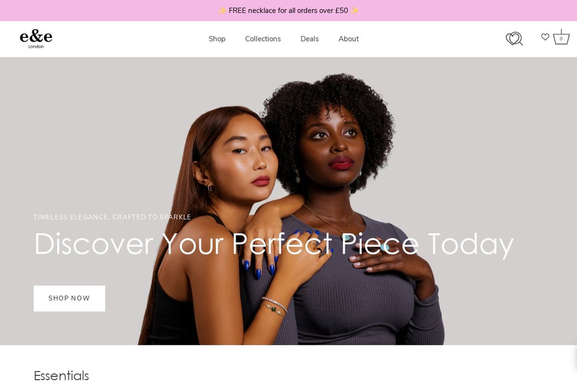 E&e Jewellery homepage