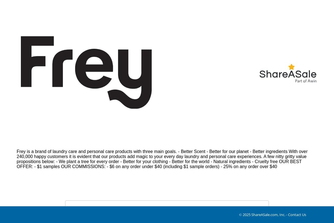 Frey affiliate program signup page