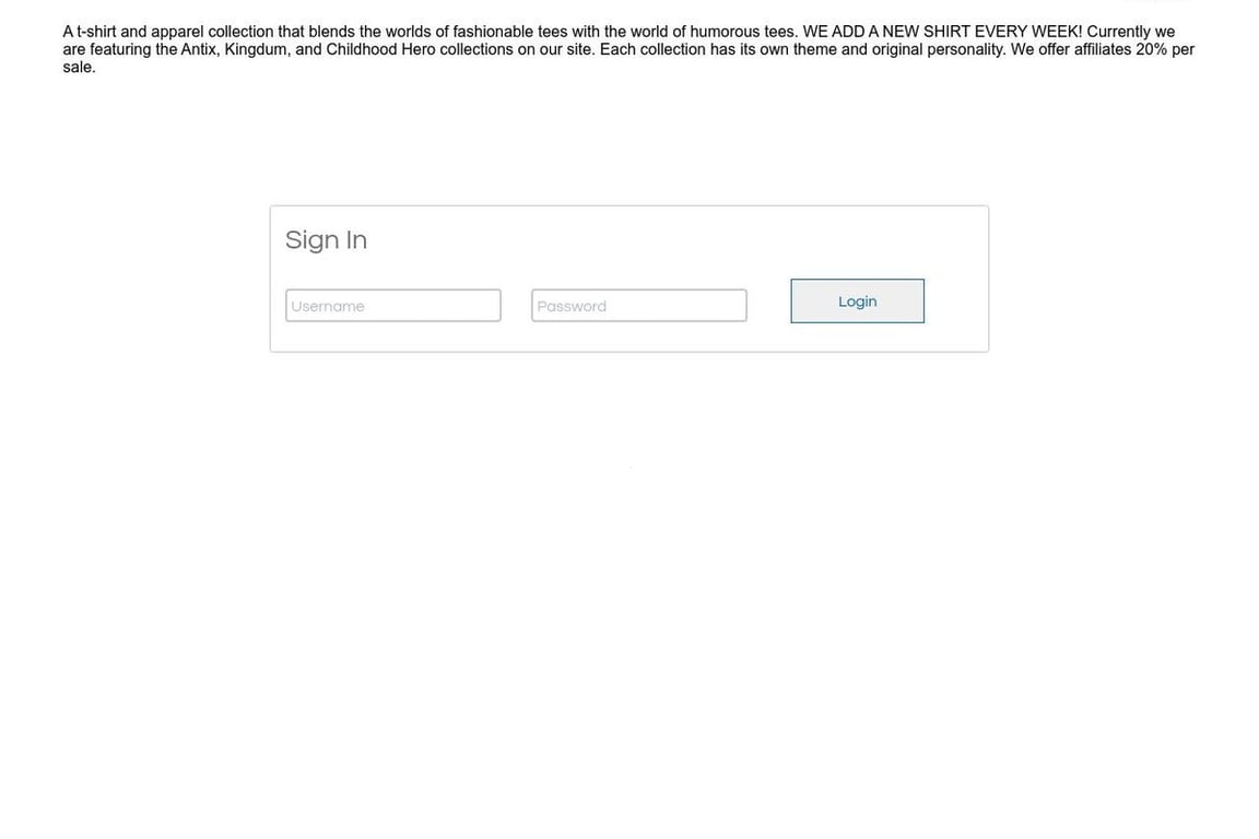 Antix Clothing affiliate program signup page